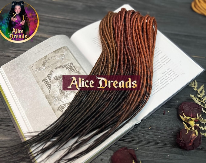 Auburn Brown Ombre Synthetic Dreads: Double Ended Dreadlock Extensions