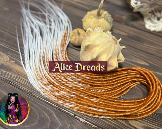 Ombre Synthetic Dreads "Fox Tail": Twisted Pumpkin to White, ginger  DE or SE