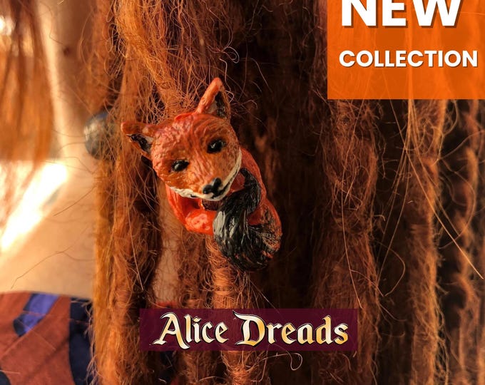 Handmade jewelry bead for dreads Fox bead dreadlocks accessories