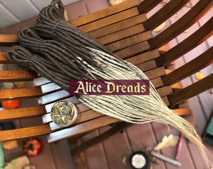 Brown Blonde Ombre Synthetic Dreads: Thin Double/Single Ended Extensions