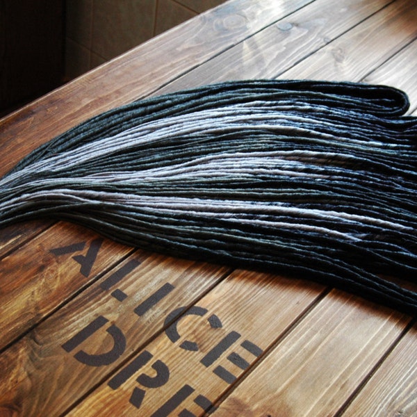 Full set of thin synthetic double ended dreads DE dreadlocks hair extensions custom dreads black gray