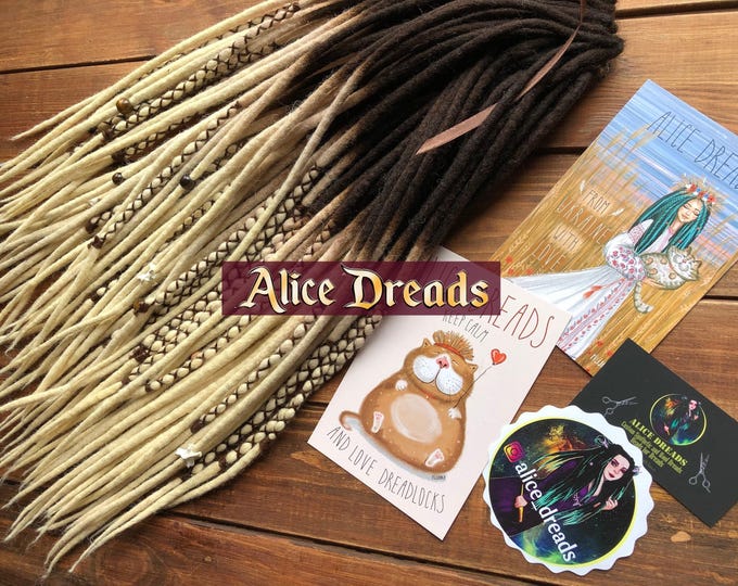 Wool Dreadlock Extensions: Dark Brown to Blonde Double/Single Ended Dreads