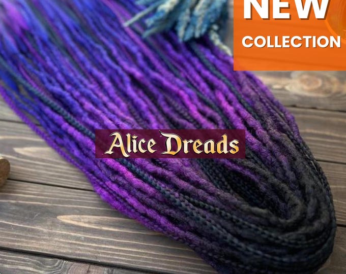 Crochet synthetic dreads with braids in black to purple to blue hair dreadlocks extensions