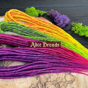 Hair extensions colorful dread set, Double ended dreadlocks, Single ended dreads, Pink dreads, Purple dreadlocks, Neon yellow Dreads Mix Set