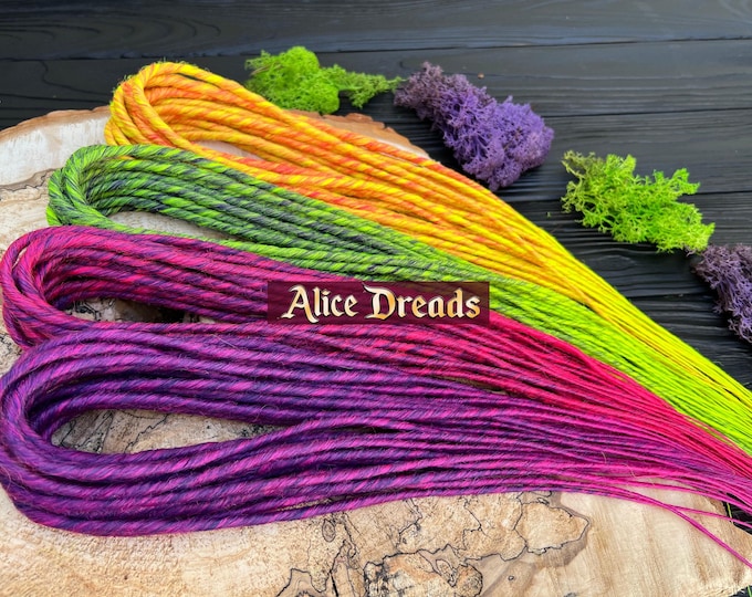 Thin Double Ended Dreadlocks | Rainbow Synthetic Hair Extensions, Festival, Cosplay, Boho Dreads