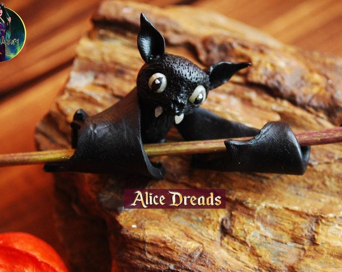 Bat Dreadlock Bead: Halloween Dread Extension, Polymer Clay