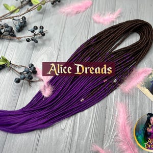 Dreadlock Extensions Thin Ombre DE or SE synthetic dreads dark brown to bright purple