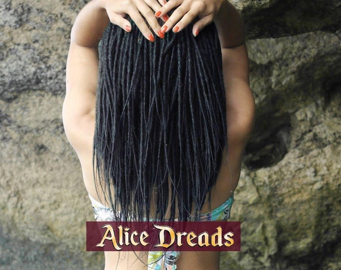 Black Thin Twisted Synthetic Dreadlocks: Double/Single Ended Hair Extensions, custom dreads