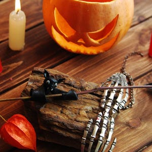 Bat Dreadlock Bead: Halloween Dread Extension, Polymer Clay image 2