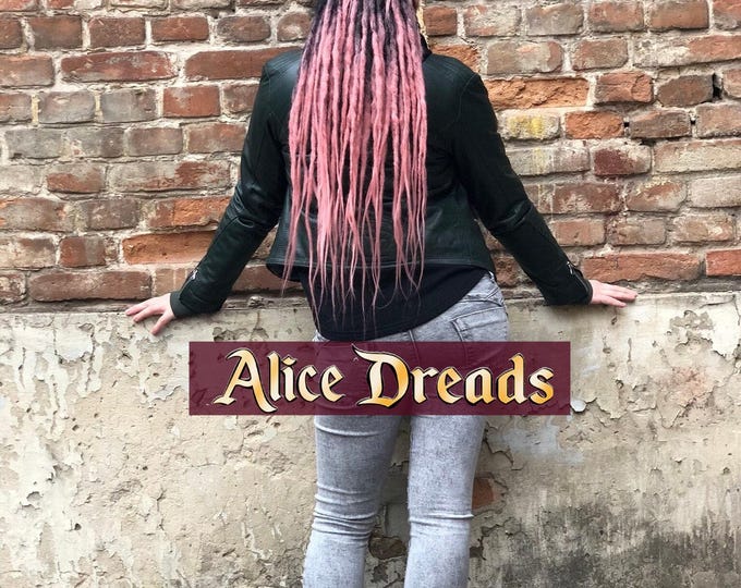Black to Pink Ombre Double Ended Dreads | Synthetic Crochet Hair Extensions, Festival Boho Cosplay