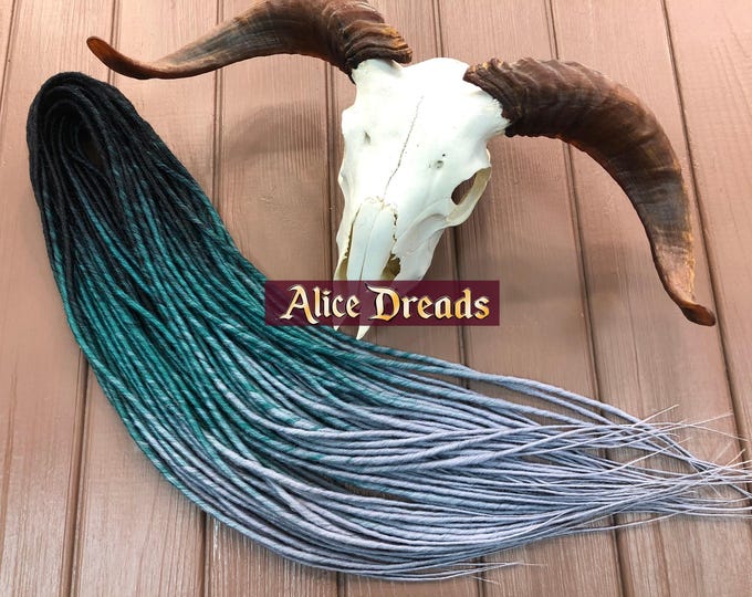 Emerald Green Ombre Dreadlocks: Black, Silver Grey DE/SE Hair Extensions dreads