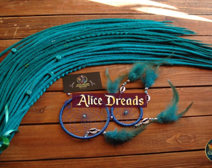 Aqua blue Turquoise Wool Dreadlocks: Double/Single Ended Merino Dreads