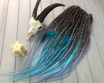 Dark brown Blue aqua Full set dreads Long crochet synthetic DE dreads natural dreadlocks full head hair extensions