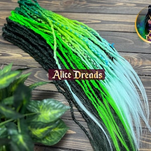 Dreadlock Erweiterungen gehäkelte synthetische Dreads doppelendige Dreadlocks Grüne ombre Locken, Waldgrün, neongrüne Dreads von Alice Dreads