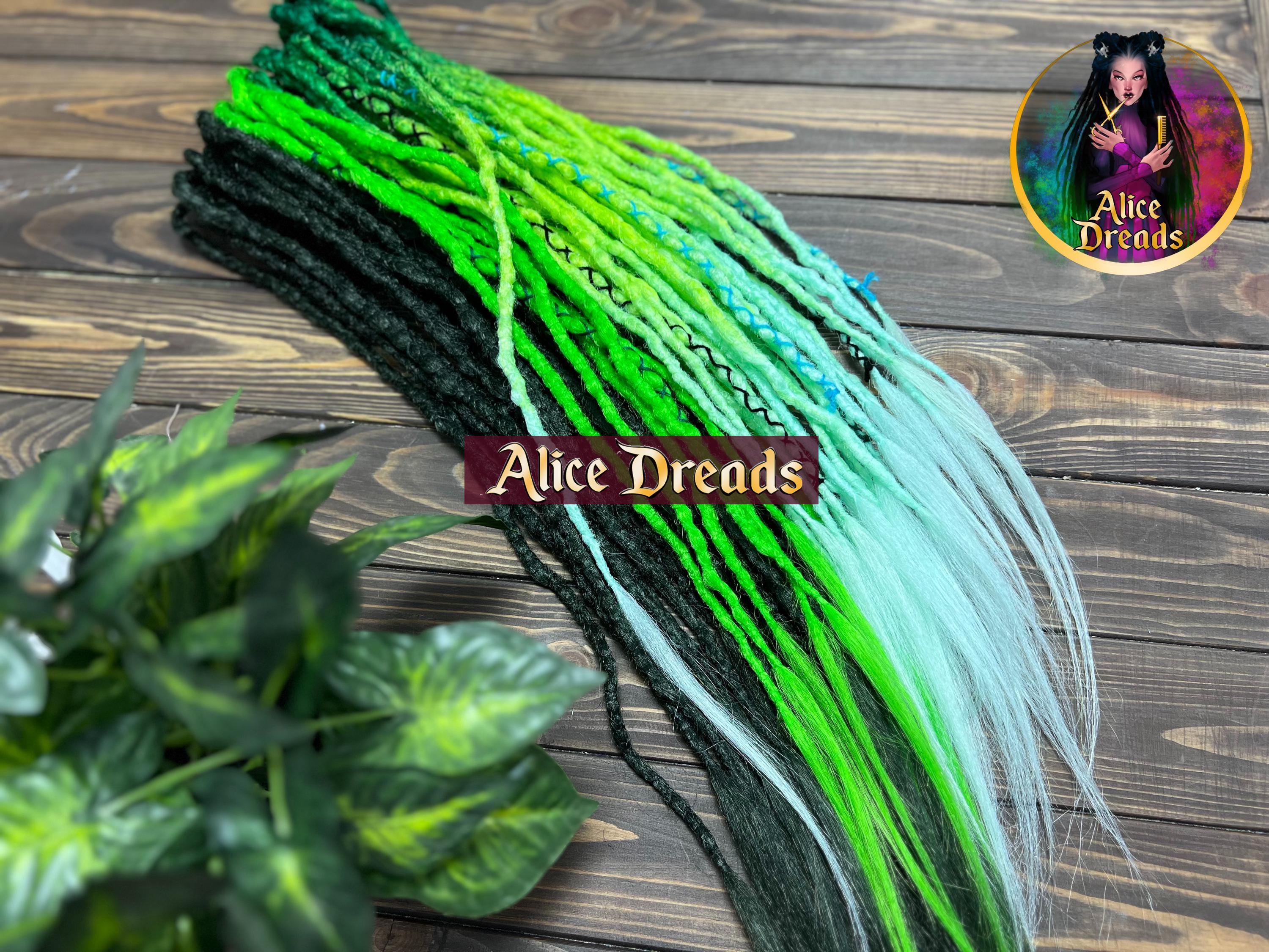 Green Ombre Crochet Dreadlock Extensions: Synthetic Double  display picture 3