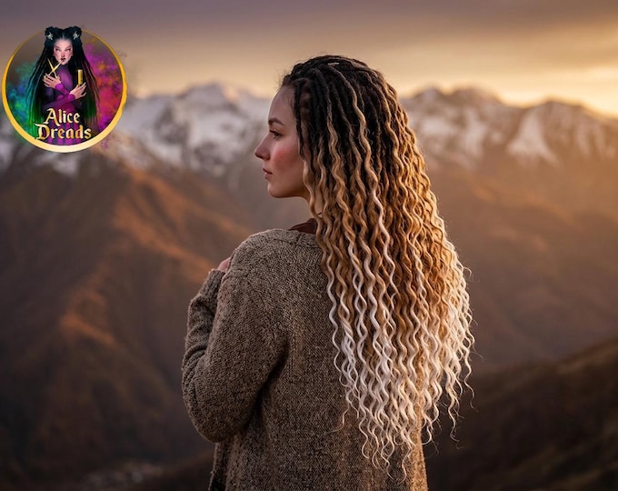 Curly Dreadlock Extensions: Dark Brown to Caramel Blonde Synthetic Hair