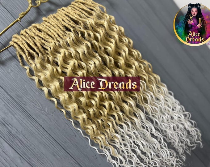 Curly Blonde to White Synthetic Dreads, Wavy Hair Extensions, Boho Ombre Afro Curls