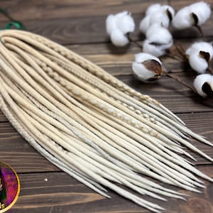 Wool dreads blonde hair ombre dreadlocks with wrapped accents "Nordic" natural color locks with braids