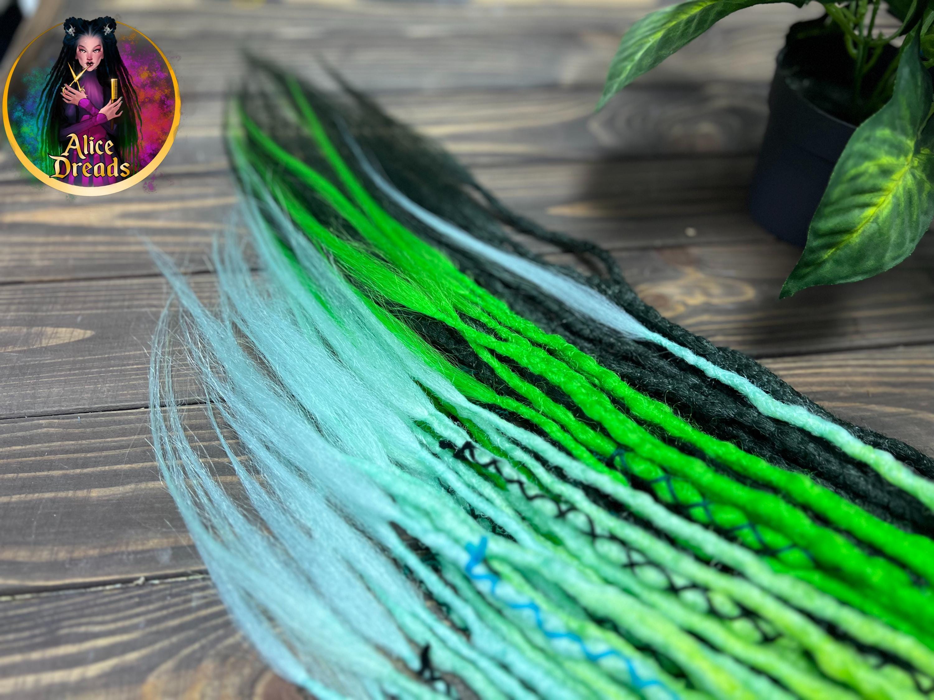 Neon Green Ombre Synthetic Hair twist and seal dread Extensions - Amazon.com : Neon Green Ombre Braiding Hair Pre Stretched  main image 3