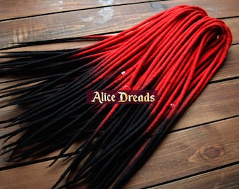 Wool Dreads Double Ended Dreads DE Dreadlocks Black to Red  display picture 1