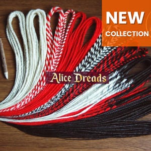 Twisted synthetic dreads dark brown, white, red double ended or single ended synthetic dreads Mixed colors thin dreadlocks
