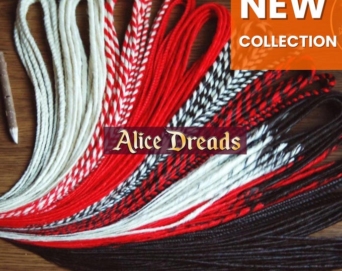 Twisted Synthetic Dreads: Brown, White, Red Mixed Thin Dreadlocks