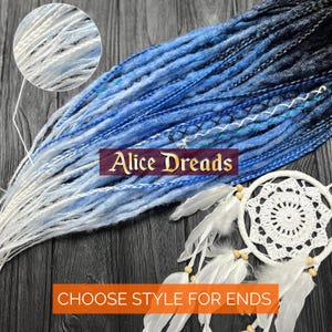 Сrochet synthetic dreadlocks with braids black to blue to white with wrapped accents