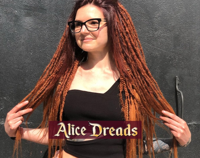 Ginger Auburn Ombre Synthetic Dreadlocks: Double/Single Ended Accent Dreads