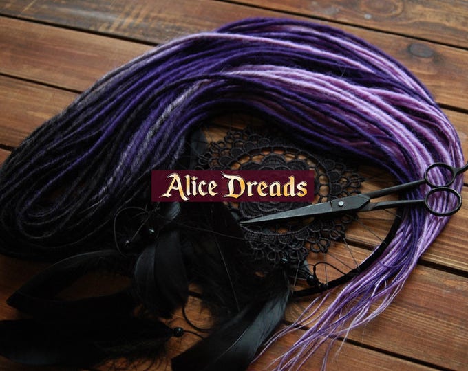 Lavender shades Full set ombre DE dreads black ombre dark purple double ended dreadlocks