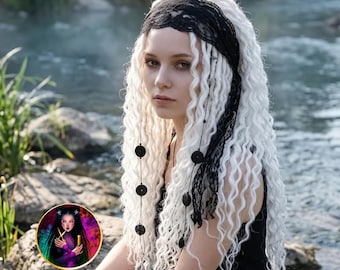 White Curly Synthetic Dreads: Wavy Hair Extensions, Double Ended curls