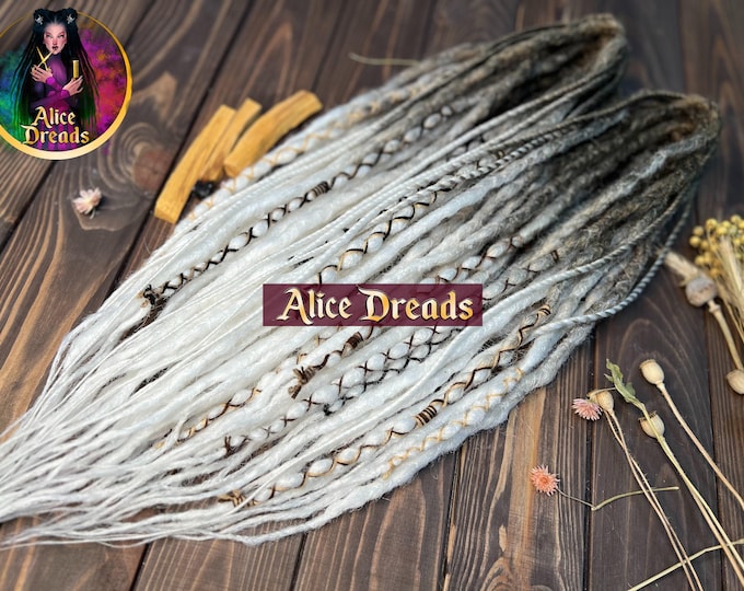 Crochet Synthetic Dreads: Light Brown to Milk White Ombre, Accent Dreadlocks