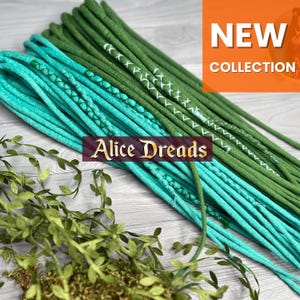 Wool Dreads Mint and Green Dreadlocks Hair Extensions - Fairy Halloween Party Look