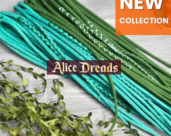 Wool Dreads Mint and Green Dreadlocks Hair Extensions - Fairy Halloween Party Look