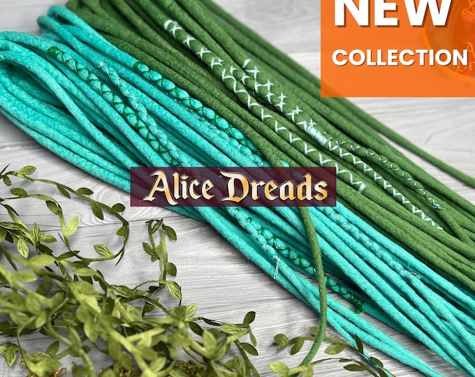 Wool Dreads Mint and Green Dreadlocks Hair Extensions - Fairy Halloween Party Look