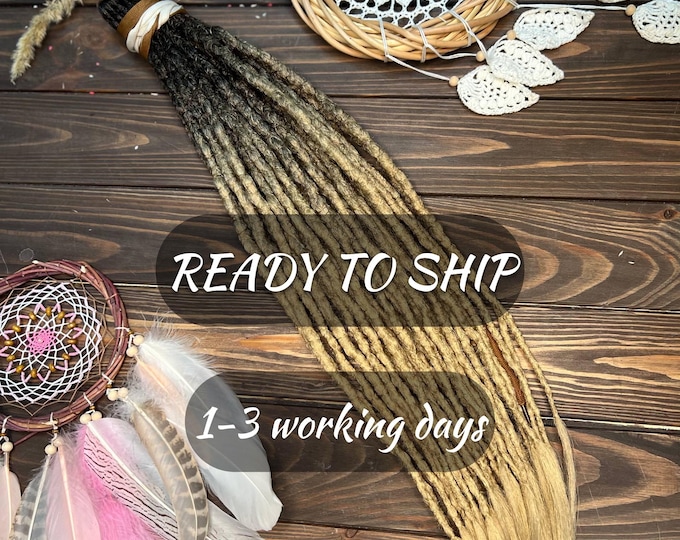 Single Ended Ombre Crochet Synthetic Dreads: Darkest brown to honey blonde SE dreadlocks