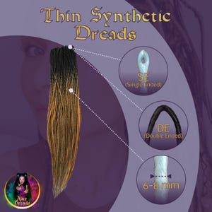Hair extensions synthetic double ended dreads black brown blonde natural look thin dreadlocks image 4