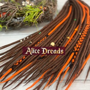 Brown Orange Full Set Natural Style wool Dreads Dreadlock Extensions