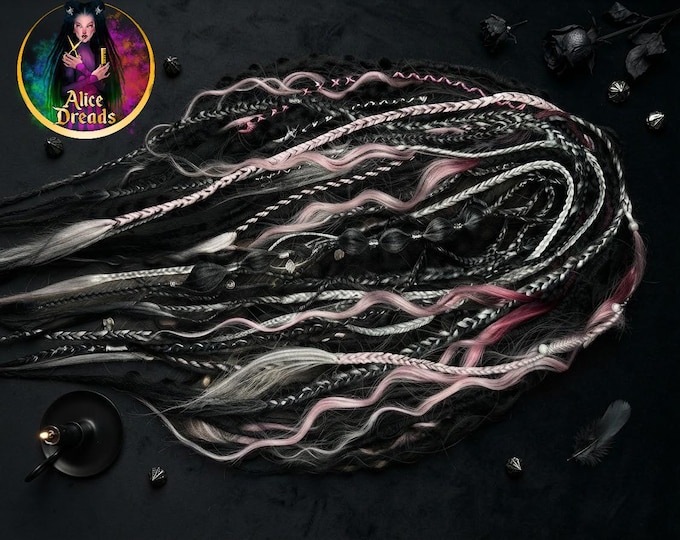Curly Crochet Dreads Mix, Wavy Synthetic Dreadlocks Black Pink, Bubble Braids Boho Locs Extensions