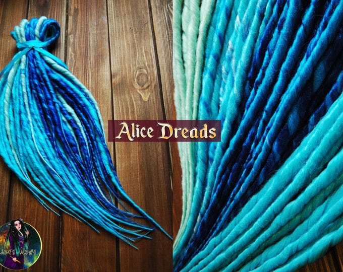 Blue Synthetic Dreadlock Extensions: Arctic Aqua Double Ended Dreads