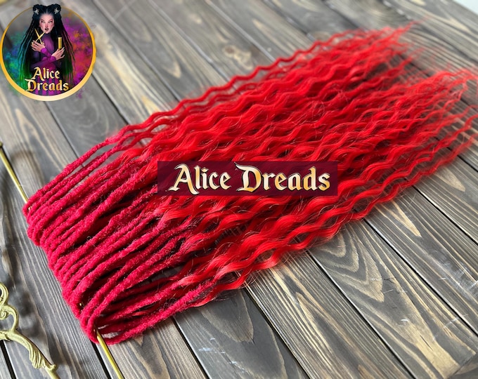 Red Curly Dreadlocks, Wavy Synthetic Hair Extensions