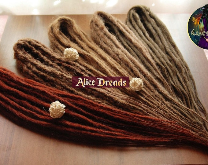 Crochet Dreadlock Extensions "Red Panda" : Brown Blonde Auburn Red Synthetic Dreads Full Set