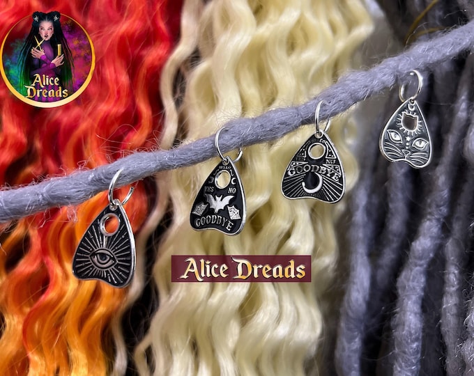 Ouija Board Dreadlock Bead: Witch Hair Accessories spirit Moon Sun Cat Bat