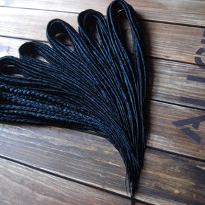 Black thin synthetic double ended dreads braids hair extensions