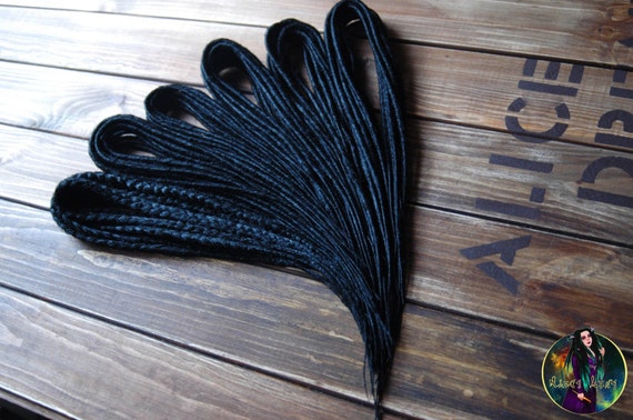 Black Thin Synthetic Double Ended Dreads Braids Hair Etsy