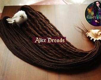 Brown dreadlock extensions double or single ended crochet synthetic dreads and braids hair dreadlocks