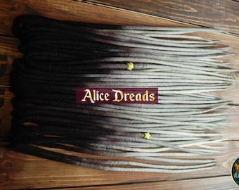 Ombre Wool Dreads: Black, Dirty White, Gray Double/Single Ended Dreadlocks