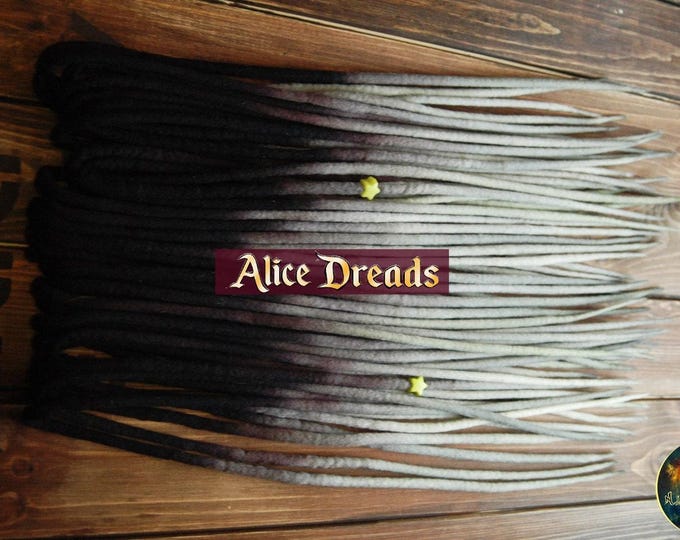 Ombre Wool Dreads: Black, Dirty White, Gray Double/Single Ended Dreadlocks