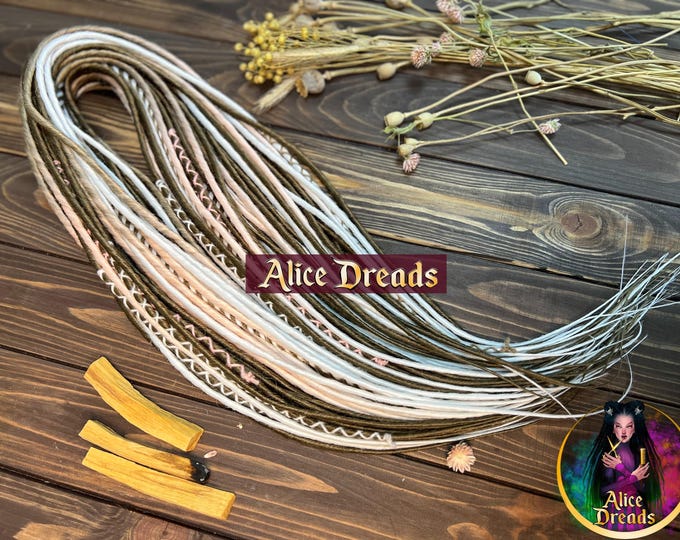 Dark Blonde Synthetic Dreads: Peach & White Braided Hair Extensions