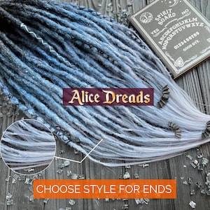 Conjunto de dreads sintéticos de aparência natural com pontas duplas, dreadlocks personalizados, preto, azul, cinza claro, cinza, enrolados