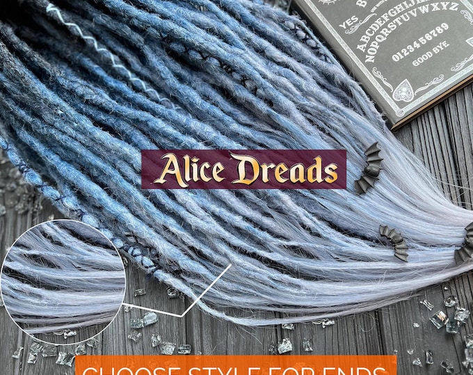 Ombre Synthetic Dreads: Black, Blue, Light Grey - Accent Braids
